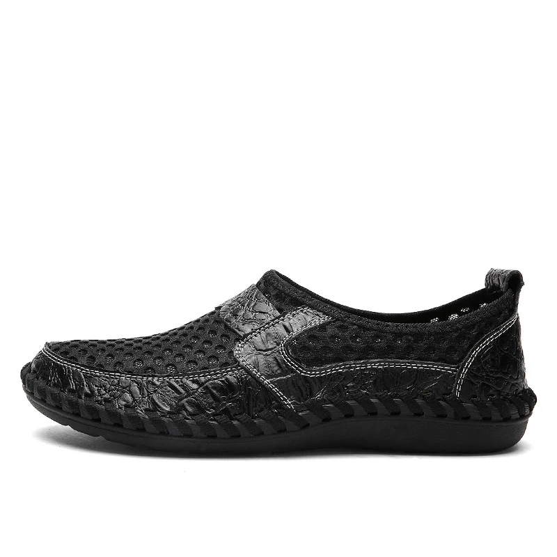 Летние Для мужчин Спортивная обувь Открытый Для мужчин легкая дышащая сетка Creek пляжные быстросохнущая болотных вверх по течению Рыбалка вброд обувь - Цвет: Black
