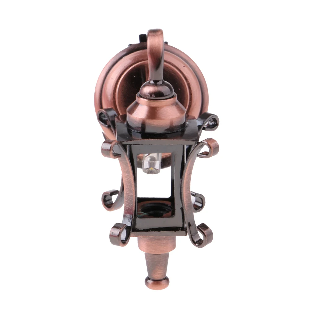 Vintage Dollhouse Miniature Alloy LED Wall Lamp Lighting Model Life Scenes 1/12 Scale Copper Color