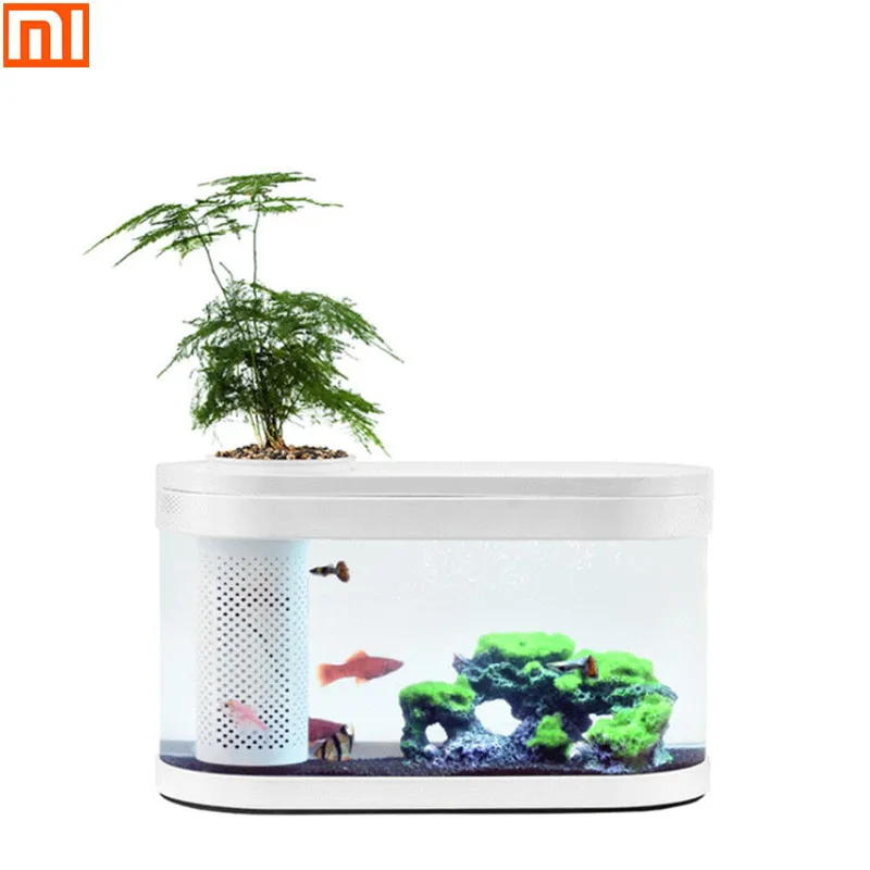  Xiaomi Geometry Fish Tank Aquaponics Ecosystem Small Water Garden Ecological Fish Tank Aquarium Tra