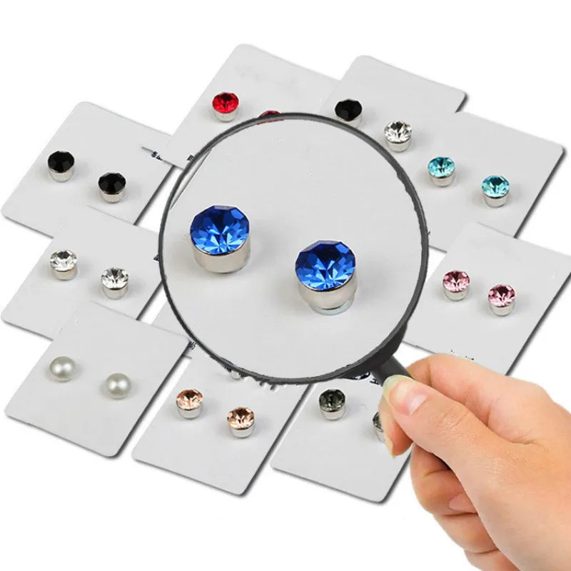 

DoreenBeads Round Silver Stud Earrings Black Transparent Blue Red Multicolor Rhinestone Fashion Jewelry For Men Gift,1 Pair
