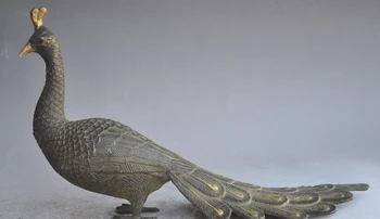 

12" china fengshui bronze gilt animal Juno Phoenix bird Auspicious lucky statue