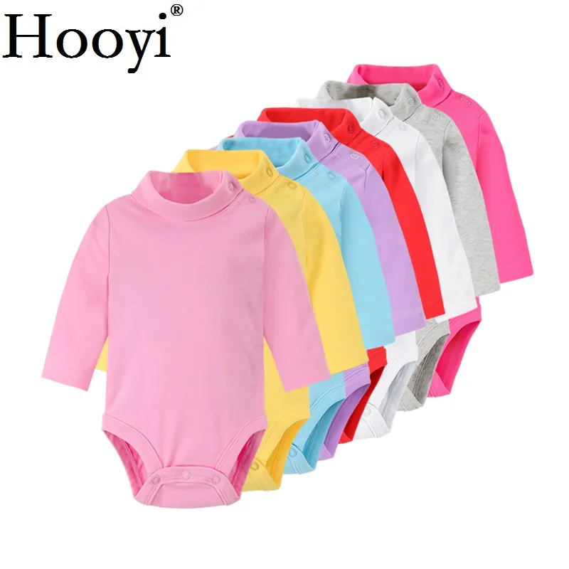 Однотонные боди для маленьких девочек; хлопок; мягкая Одежда для новорожденных; цельнокроеная Одежда для младенцев; пижамы с высоким воротником; рубашки для сна; топы и штаны