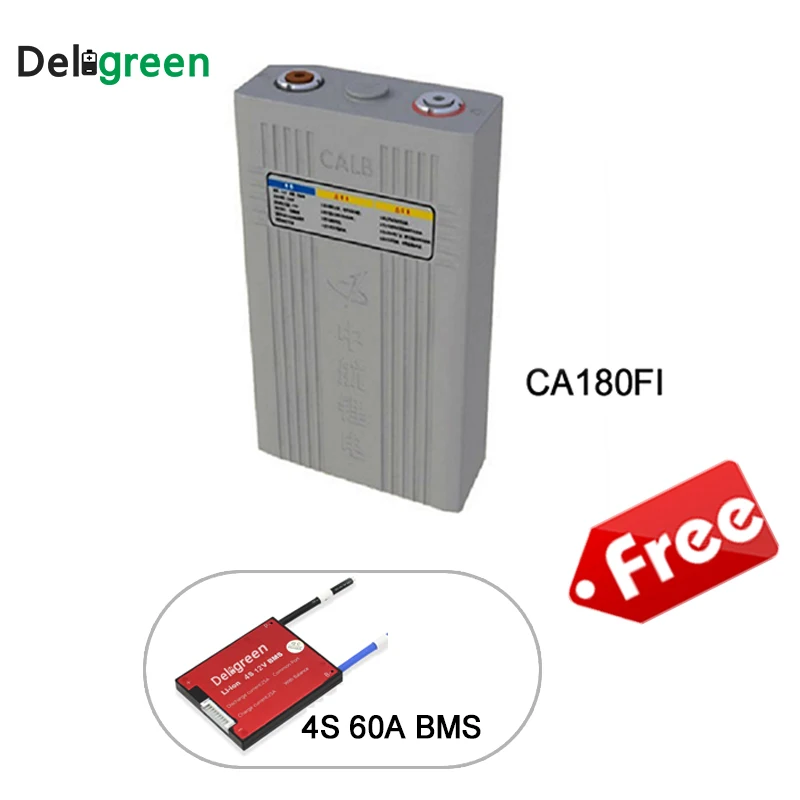 

original CALB LIFEPO4 CA180F1 Battery Cell 4pcs 3.2V 180AH With Free 4S 12V60A Li-Ion Battery Managements systerm for Promotion