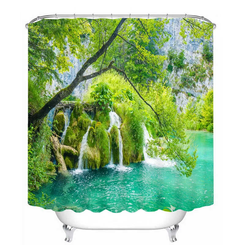 US $20.53 Latest Bathroom Products Landscape Scenery 3d Printing Shower Curtains Bathroom Curtain Waterproof Accessories Bath Curtain