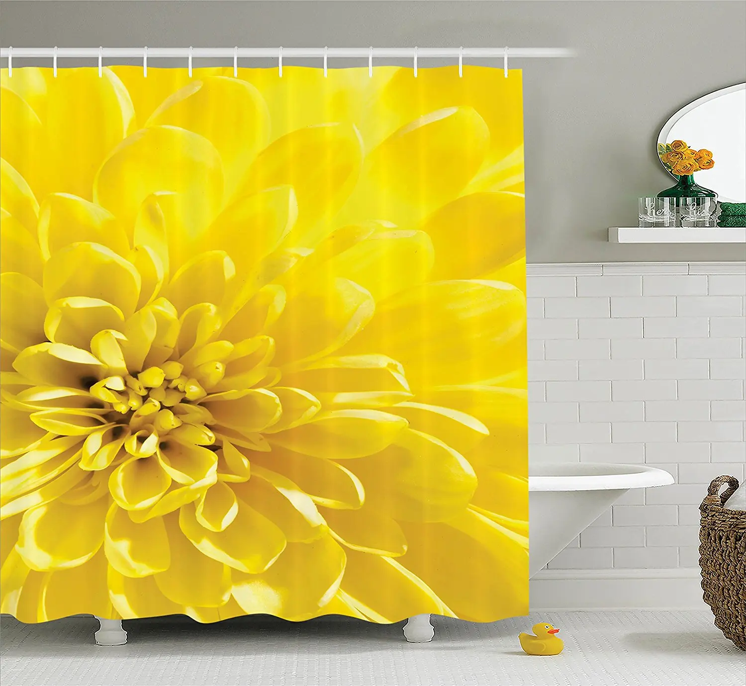 Домашний яркий Яркий Цветущий Подсолнух Свадебный ботанический Природный рисунок полиэстер ткань Ванная комната занавеска для душа желтый