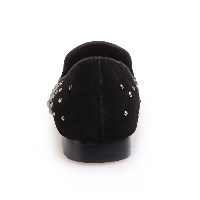 Brand Designer Men Black Crystal Shoes New Genuine Leather Fashion Men's Flats Prom Male Loafers Size 39-46