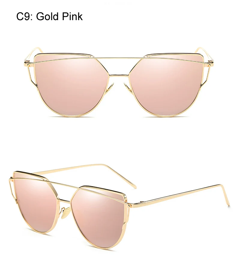 Emosnia, зеркальные очки кошачий глаз, солнцезащитные очки, Дамская мода, металлическая оправа, розовые солнцезащитные очки для женщин, плоская подошва, Лидирующий бренд, дизайнерские женские очки