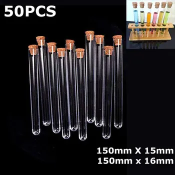 

50PCS Plastic Test Tube with Cork Stoppers Bead Storage Vial Containers Wedding Candy Favor Tube Transparent Candy Storage 150mm