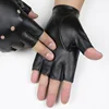 Men's dancing hip-hop Night Club Couples Stage Show gloves Gothic Punk Rock Show PU Leather Half finger Fitness Driver Glove L56 ► Photo 2/6
