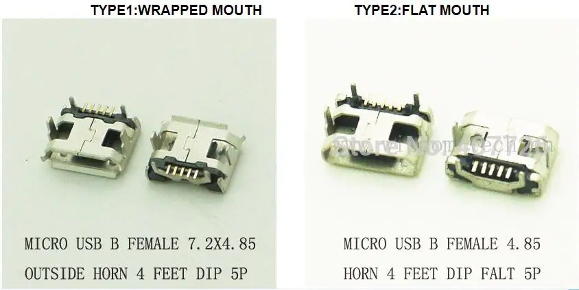 10 шт./лот B Тип телефон хвост charing разъем USB гнездо 4,85 Рог Micro USB разъем 5P DIP плоский рот