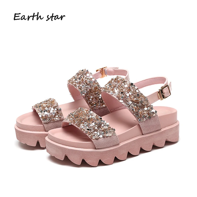 Блестящие туфли Женские босоножки на платформе zapatos de mujer Сезон весна Новинка
