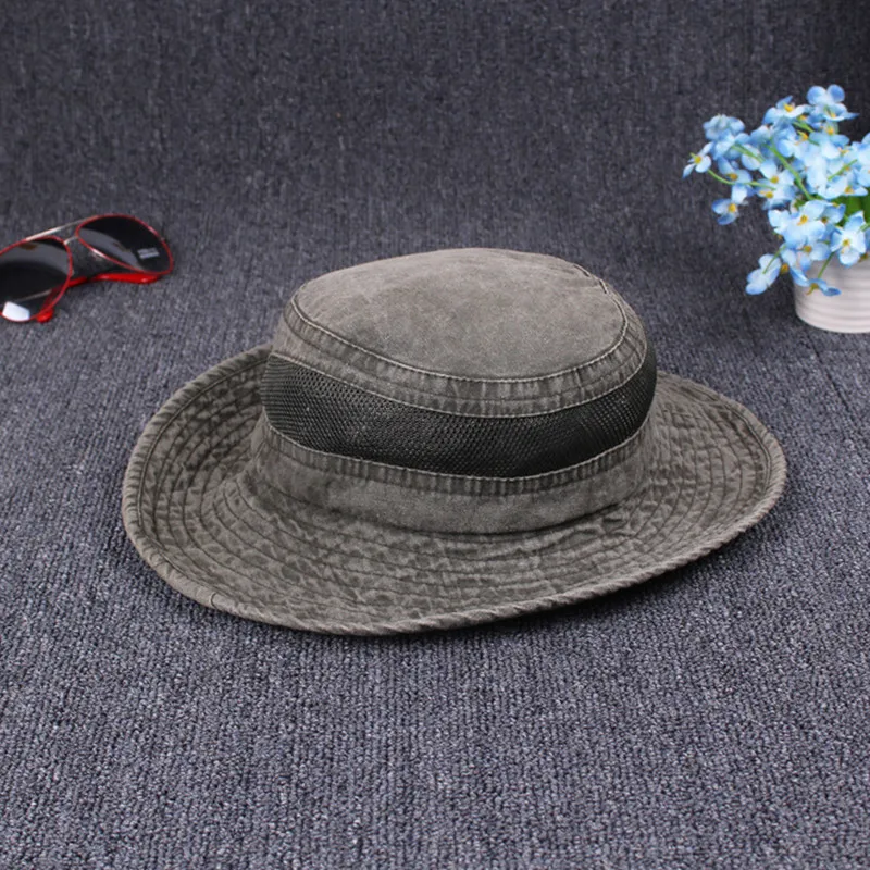 Летние мужские шапки, регулируемые рыболовные ведерко, широкие Наплечные кепки, хлопковая кепка, удобная Защита от солнца, мужские шапки для рыбака