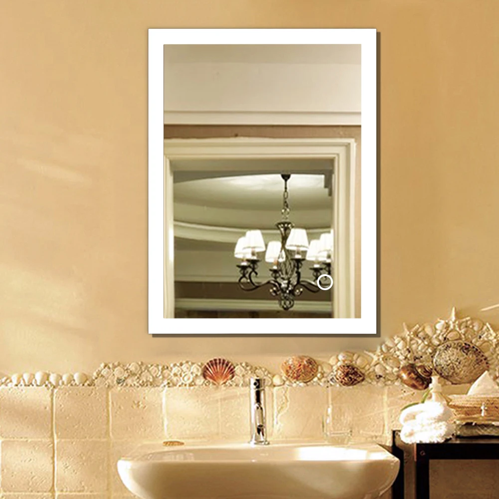 Espejo de baño Anti-niebla luz LED espejo táctil inteligente maquillaje temperatura pantalla sin marco espejo decorativo HWC Espejo de baño Anti-niebla luz LED espejo táctil inteligente maquillaje temperatura pantalla sin marco espejo decorativo HWC