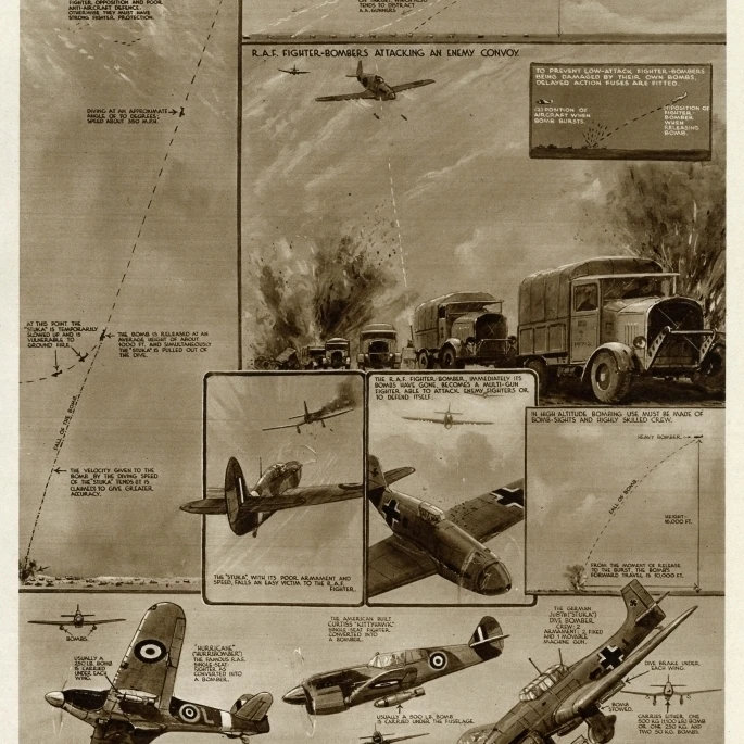 Fighter Bombers V. Dive Bombers By G. H. Davis Poster Print By <ALIMT >&reg;</ALIMT> Illustrated London News Ltdmary Evans (18 X 24)