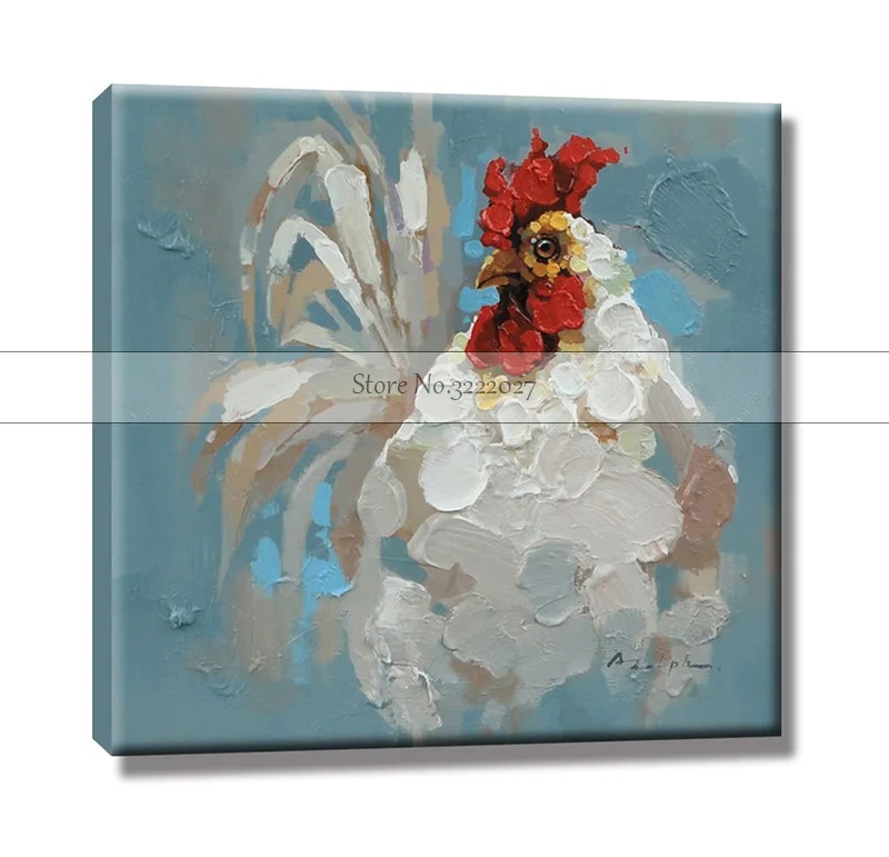 The-White-Cock-The-Rooster-Animals-Paintings-100-Handpainted-Canvas-Oil-Paintings-Wood-Stretched-Home-Decor24x24 (1)