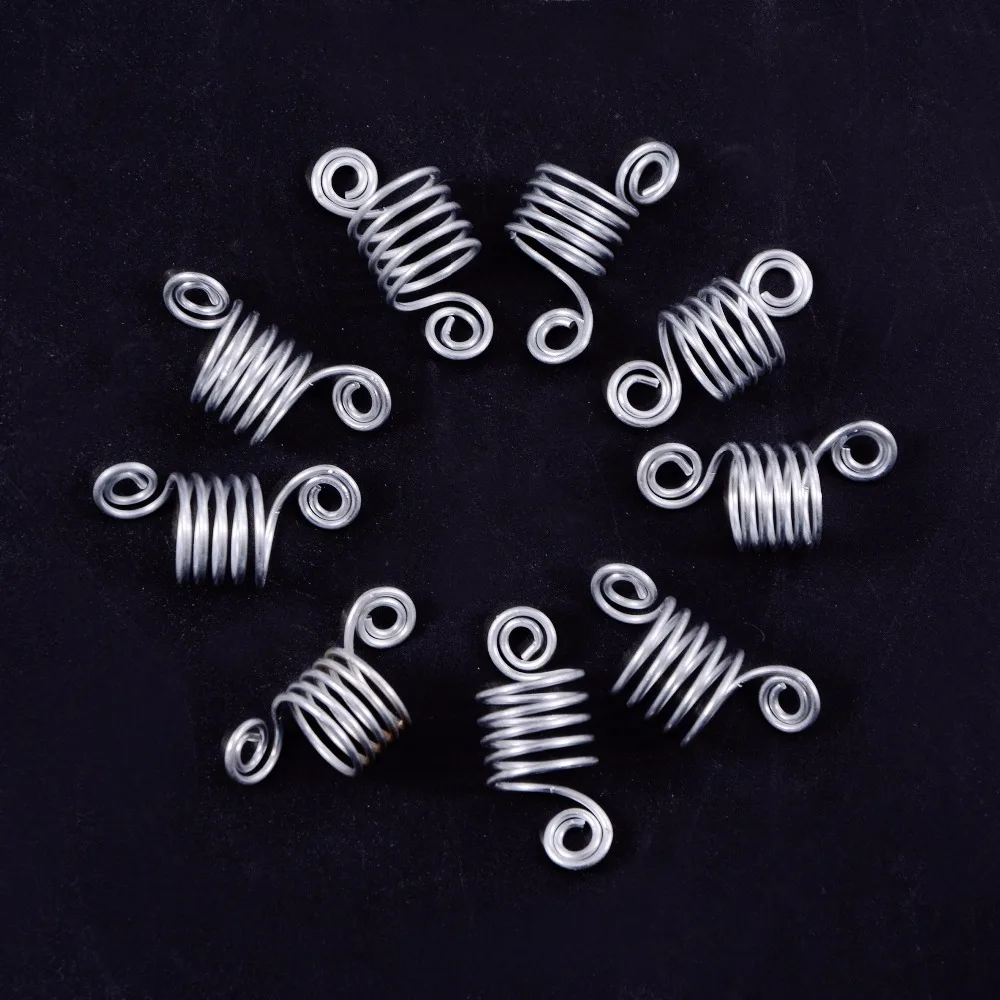 50pcs 5 Laps Dreadlock Beads Stretch Multicolour Spiral Shape Hair
