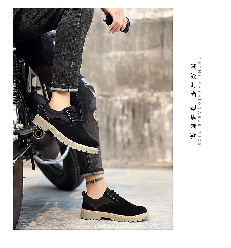 YIdemusha/зимние мужские повседневные ботинки из искусственной кожи; черные мужские ботинки в байкерском стиле; мужские Ботинки Martin; дышащая обувь; Рабочая обувь