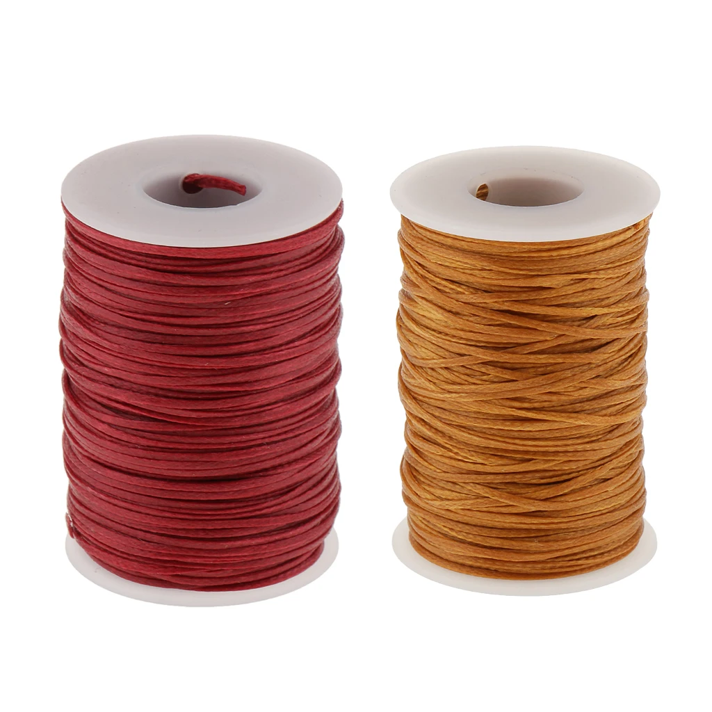 2 Spools Leather Sewing Waxed Thread Spool 1.2mm Flat Polyester Cord LeatherCraft