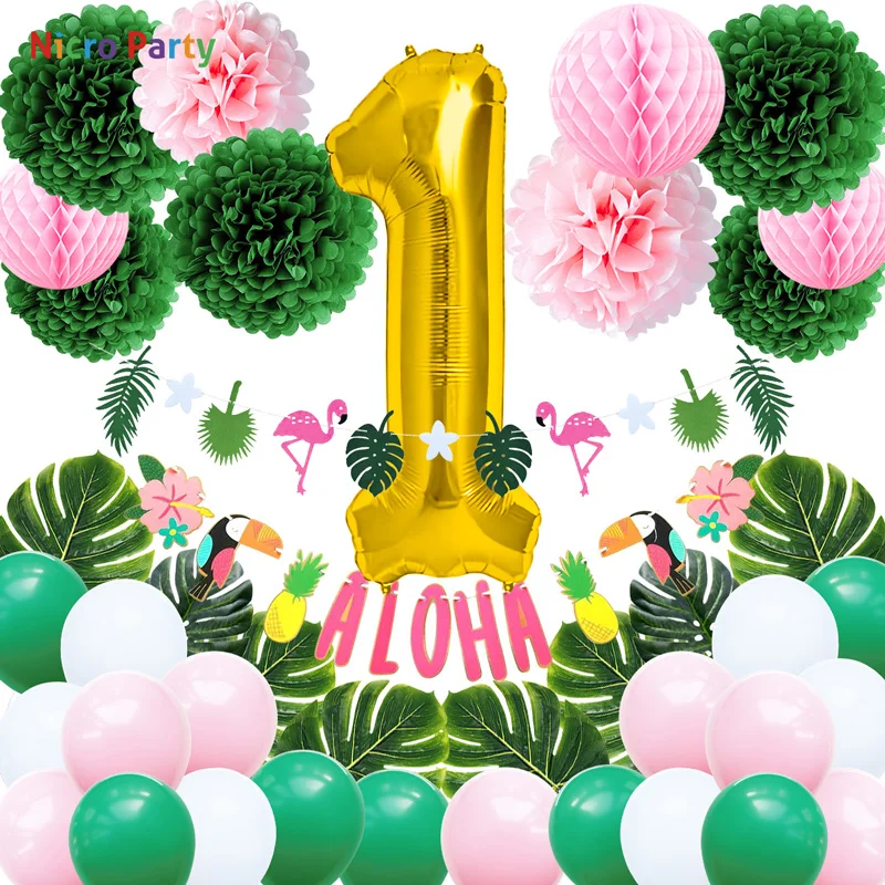 Вечерние гирлянды Nicro Luau тропические 1 16 18 21 30 40 на день рождения Гавайский пляж #
