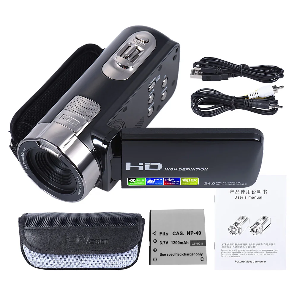 Цифровая видеокамера HDV-302P 24MP 1080P Full HD цифровая камера 16X цифровой зум 3,0 дюймов Анти-встряхивание 3.0MP CMOS DV видеокамера