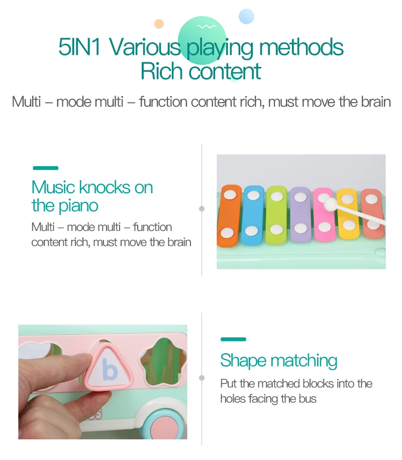 Piano de Brinquedo Musical do Bebê Bater na Tecla de Piano Educativos de Som Brinquedos do Bebê Instrumento Crianças Música Ônibus Classificador 8-note Criança Brinquedos 8 do bebê Ônibus Crianças Classificador 8-Note Bater