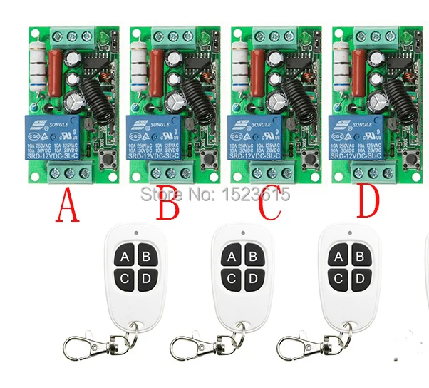 

New AC220V 1CH 10A Wireless RF Remote Control Switch teleswitch 3*Transmitter+ 4*Receiver For Access/door System