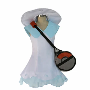 Pokemon Sun Moon Pocket Monsters Lillie Cosplay Dress With Hat And Bag Cosplay Costume