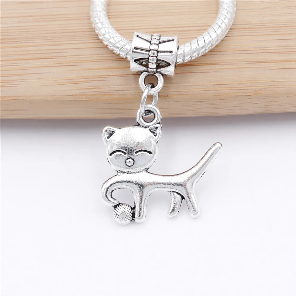 

Ancient silver beads 20pcs/lot Retro cat charm fit Pandora style bracelet pendants for diy jewelry making