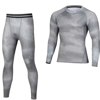 

2020 Men Fish scales High Elastic Compression long johns Fitness Bodybuilding Base layers body shapers thermal underwear set