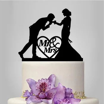 

Bride and groom silhouette cake topper for wedding, cat cake topper, cake topper for birthday, funny wedding cake topper acrylic