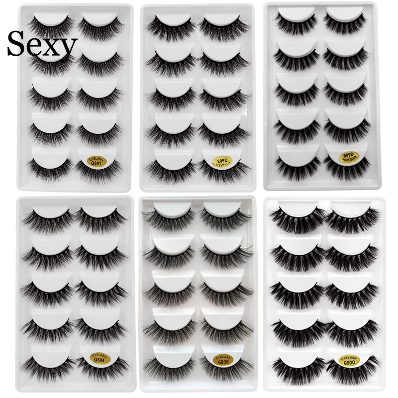 

Sexy 5 Pairs mink eyelashes natural long 3d mink lashes hand made false eyelashes 3d lashes eyelash for makeup maquiagem G800