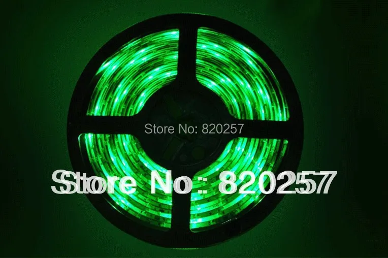 

free shipping 5m reel led strip lights DC12v 60leds per meter, with 3-chip 5050 smd superbright led, green color