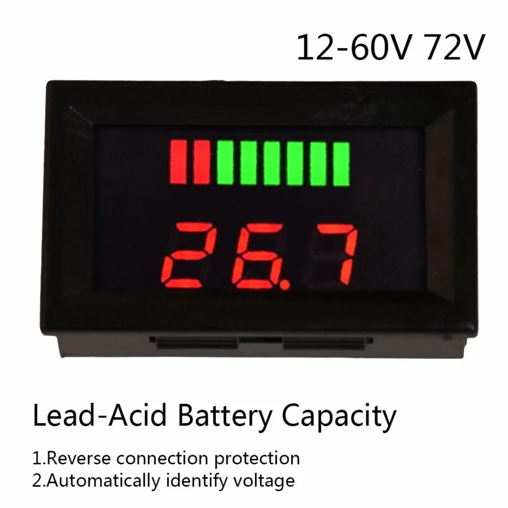 

DC 12V-72V Lead-acid Digital Battery Capacity Indicator Charge Tester Voltmeter Tools