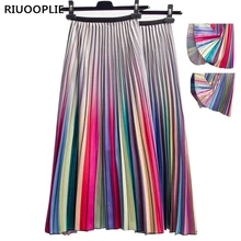 RIUOOPLIE женские весенние радужные полосатые юбки а-силуэта средней длины-удлиненная юбка качественные юбки