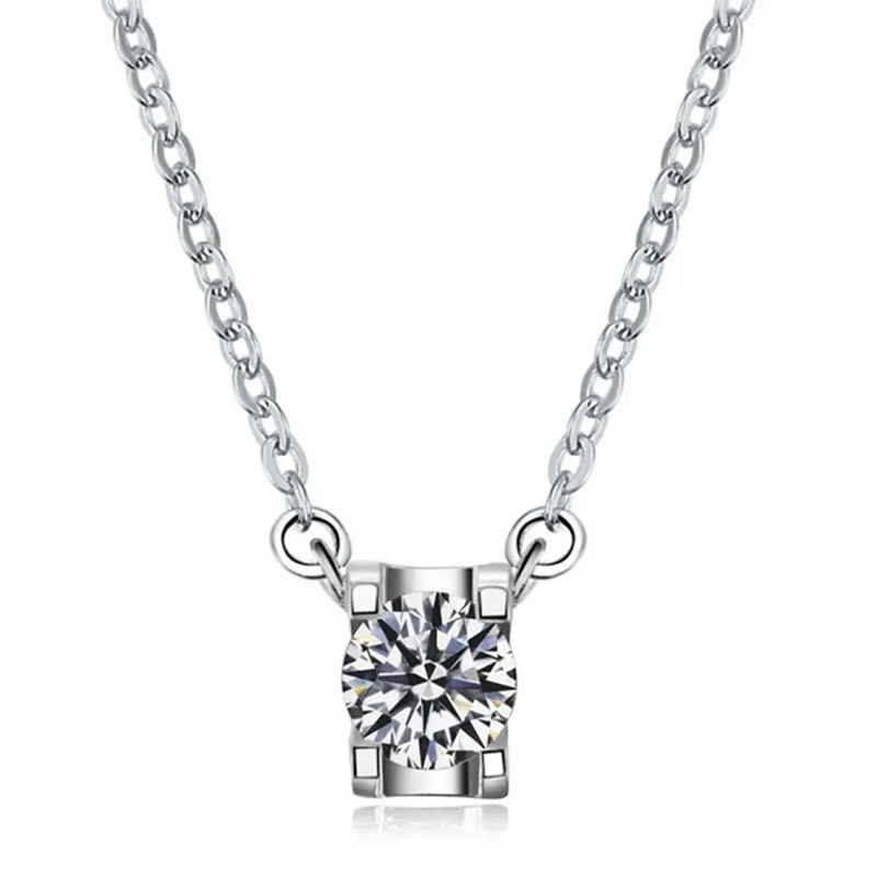 0.5CTW 5mm G-H Moissanite Pendant TEST POSITIVE WARRANTY Solid 925 Sterling Silver Diamond Necklace | Украшения и аксессуары