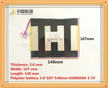 Boa qualidade 3.7 v 6500 mah li-ion (polímero lithiumion) bateria para 9.7, 10. Polegada tablet pc 3.6*107*140mm