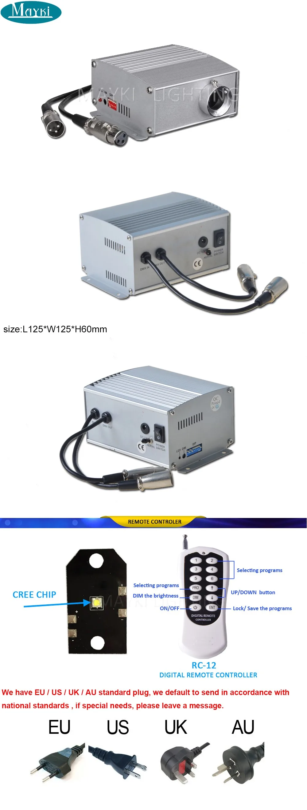 Multi-color changing! Cree chip 12W RGBW LED optic fiber light light engine with DMX function (3)
