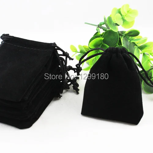 7x9cm 50Pcs/lot Black Velvet Drawstring Pouch Bag/Jewelry Bag Christmas/Wedding Gift Bag (K00196)