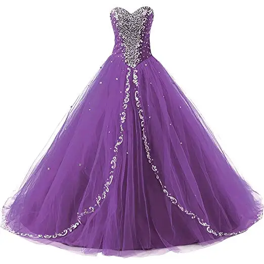 ANGELSBRIDEP бальное платье Vestidos De 15 Anos Princesa милое вечернее платье в пол с блестками для 16 лет - Цвет: Purple