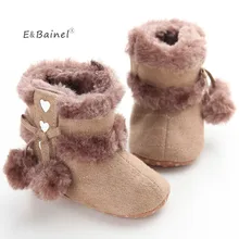 E& bainel Одежда для детей; малышей; девочек теплые зимние ботинки Сапоги и ботинки для девочек Мех животных для новорожденных Утепленная одежда противоскользящие пинетки Prewalker Обувь