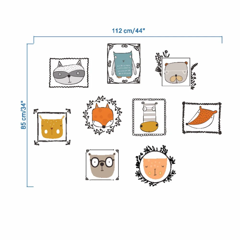 % 3d Cartoon animal owl fox wall stickers home decor for kids room living room Bathroom kitchen diy photo wall sticker murals