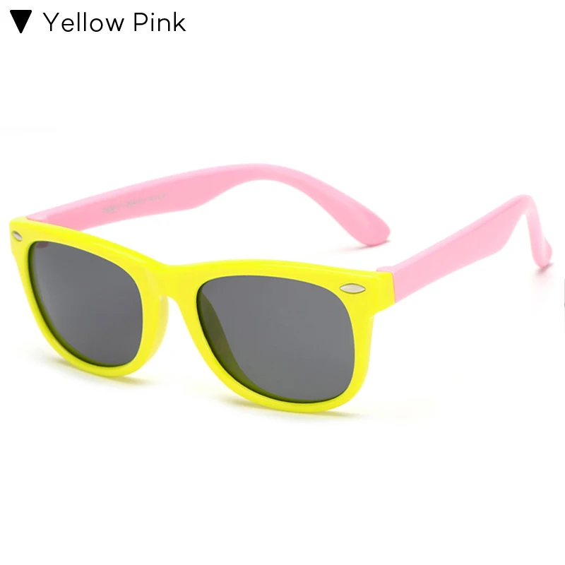 LongKeeper поляризационные солнцезащитные очки для детей для маленьких мальчиков и девочек, очки с гибкой оправой оправа прямоугольной формы для UV400 солнцезащитные очки Gafas De Sol Infantil - Цвет линз: C2 Yellow Pink