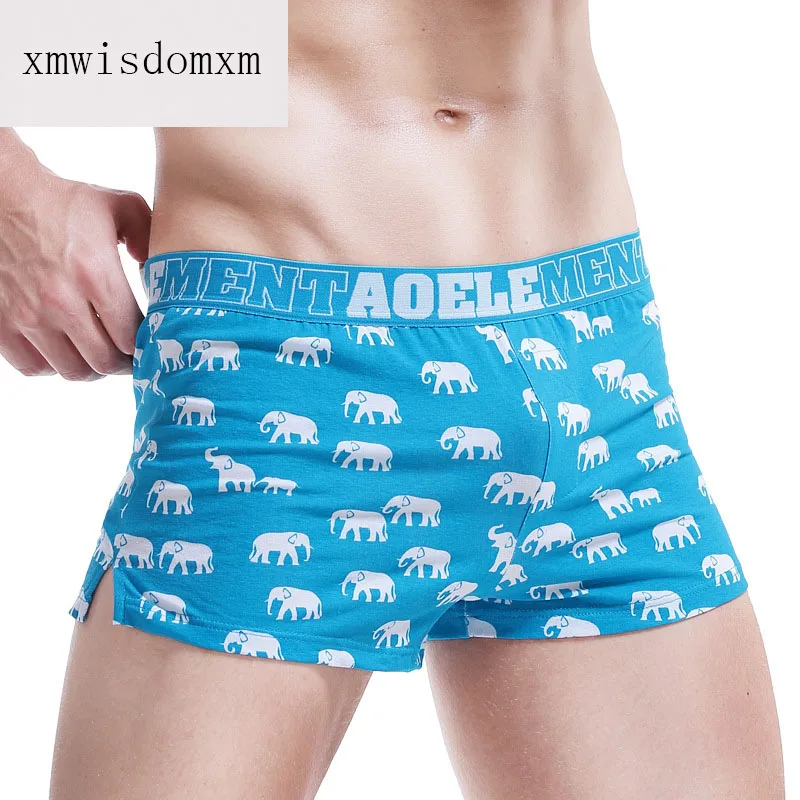 wholesale fashion comfortable Elephant printing Loose Sweat absorption Boxer Men's Cotton loose