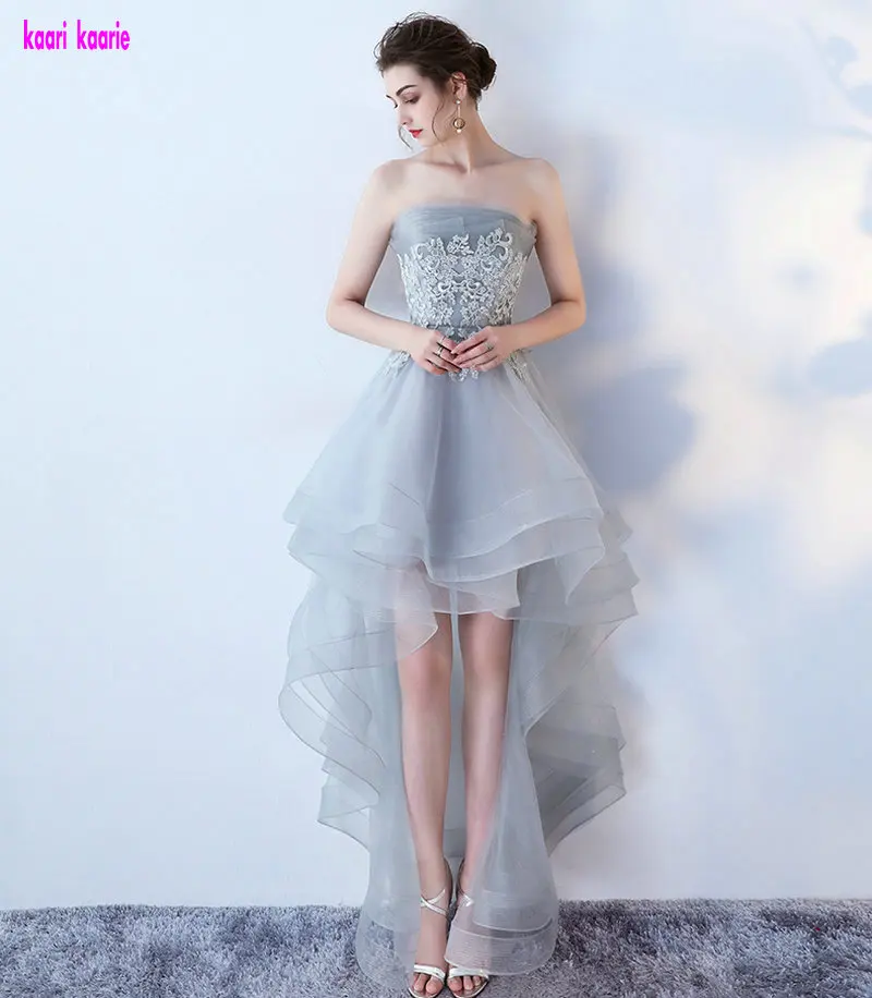 Fashion Silver Prom Dresses 2018 New Sexy Dress Strapless