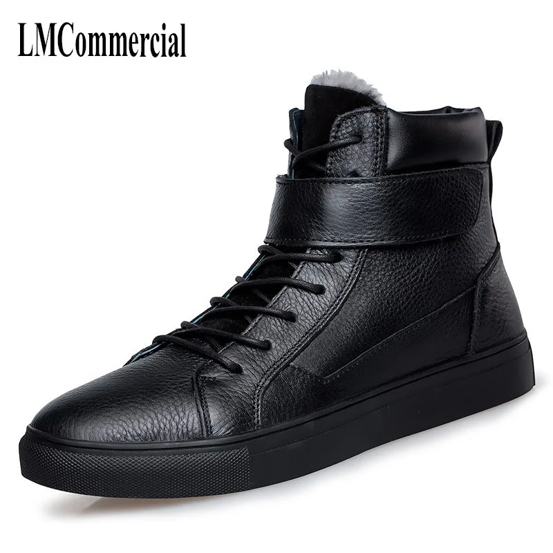 

new winter male trend of Korean high toe layer leather cashmere Plus Size shoes men utumn winter British retro men shoes
