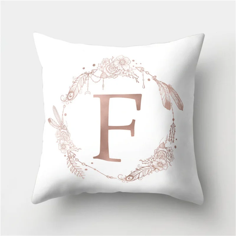 1 шт. розовое золото декоративная подушка с английским алфавитом, чехол для подушки с буквами полиэфирная Подушка Чехол Диван Kussenhoes домашний декор 40803 - Цвет: F