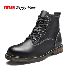 Осенне-зимняя обувь, мужские ботинки из натуральной кожи, теплые плюшевые ботинки для холодной погоды с жесткой подошвой, мужские зимние ботинки, мужские брендовые ботинки A188