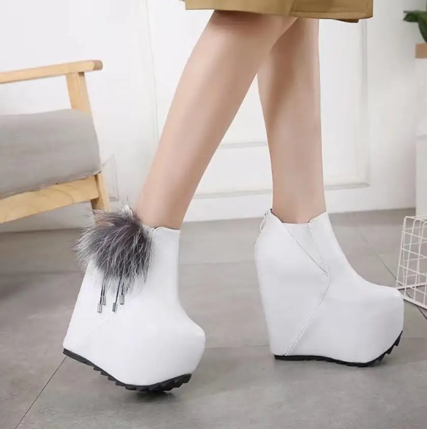 Elegante Emparejado Tacones blanco Alto Negro Con 2019 Par Botas Cm 16 Cuenta Invierno Altos De Colección Un 4wOgT