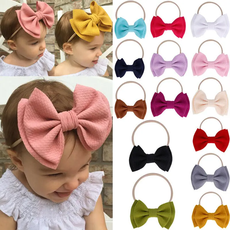 Infant Baby Girl Cute Bow Headband Newborn Hair Band Headdress Headwear 