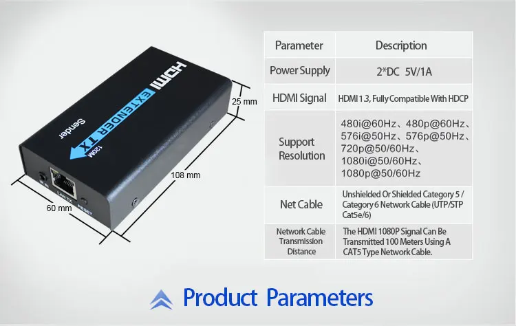 HDMI удлинитель с 2 порты тонкого цифрового разъема для передачи звука и изображения удлинитель 1080 p сигнал до 120 м RJ45 tranciver TX/RX с ИК конвертер